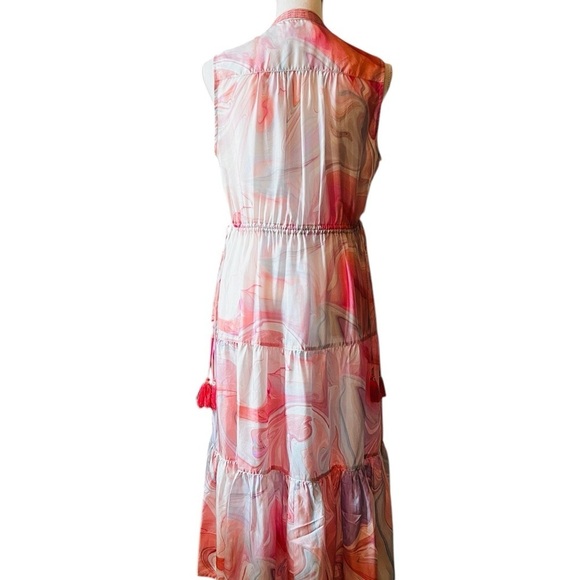 JOHNNY WAS WORKSHOP SLEEVELESS SILK TIERED DRESS SIZE SMALL - Picture 4 of 12